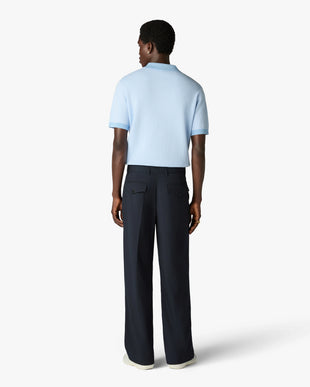 Grey Pleated Straight Leg Trousers