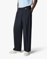 Grey Pleated Straight Leg Trousers