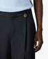 Grey Pleated Straight Leg Trousers