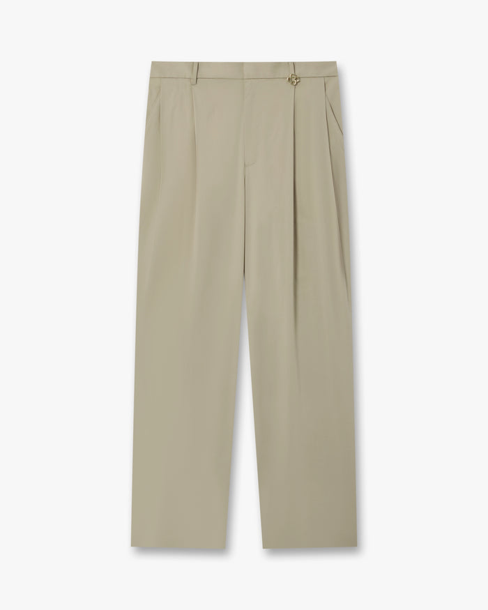 Light Brown Pleated Straight Leg Trousers