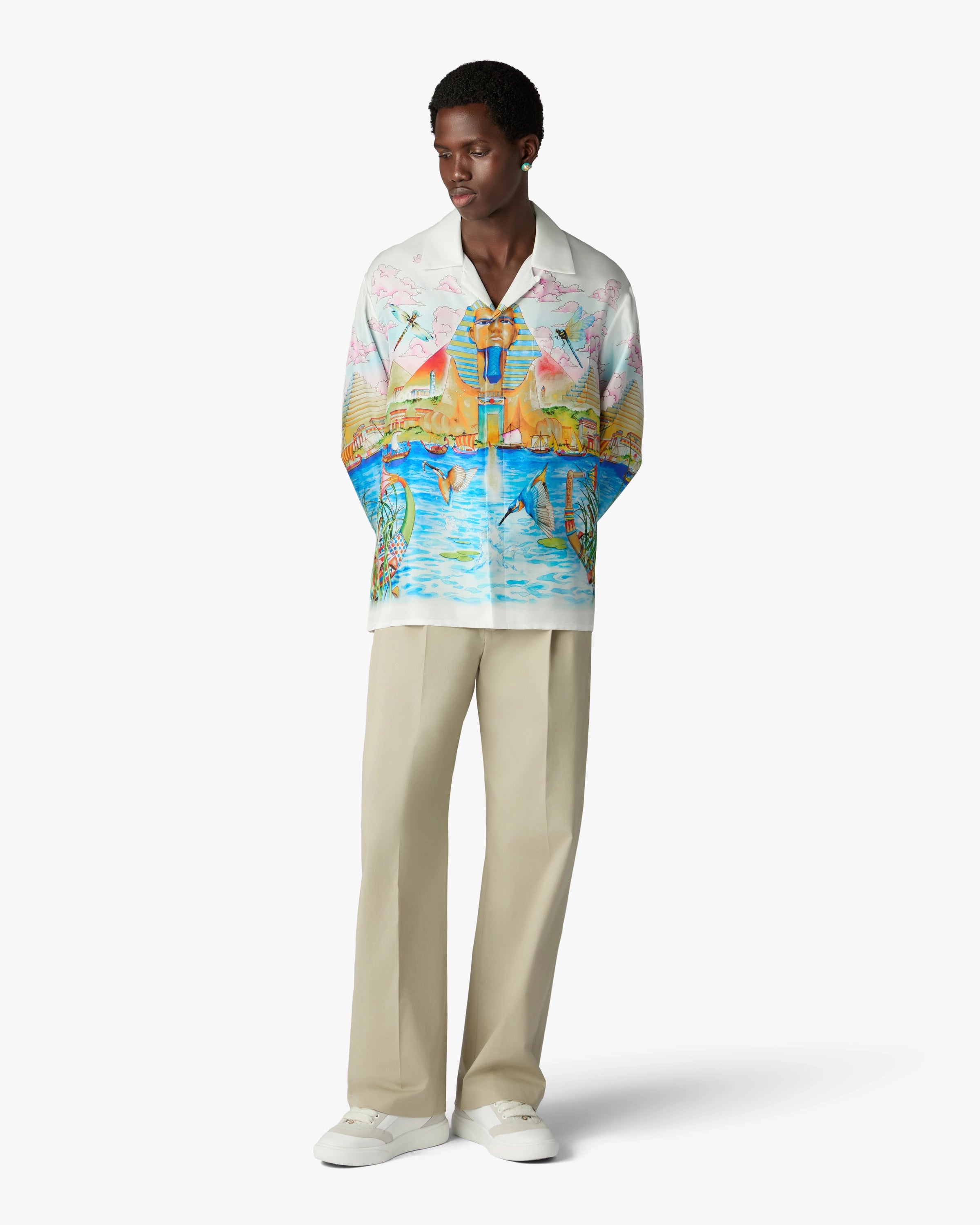 Light Brown Pleated Straight Leg Trousers
