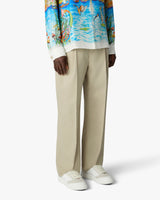 Light Brown Pleated Straight Leg Trousers
