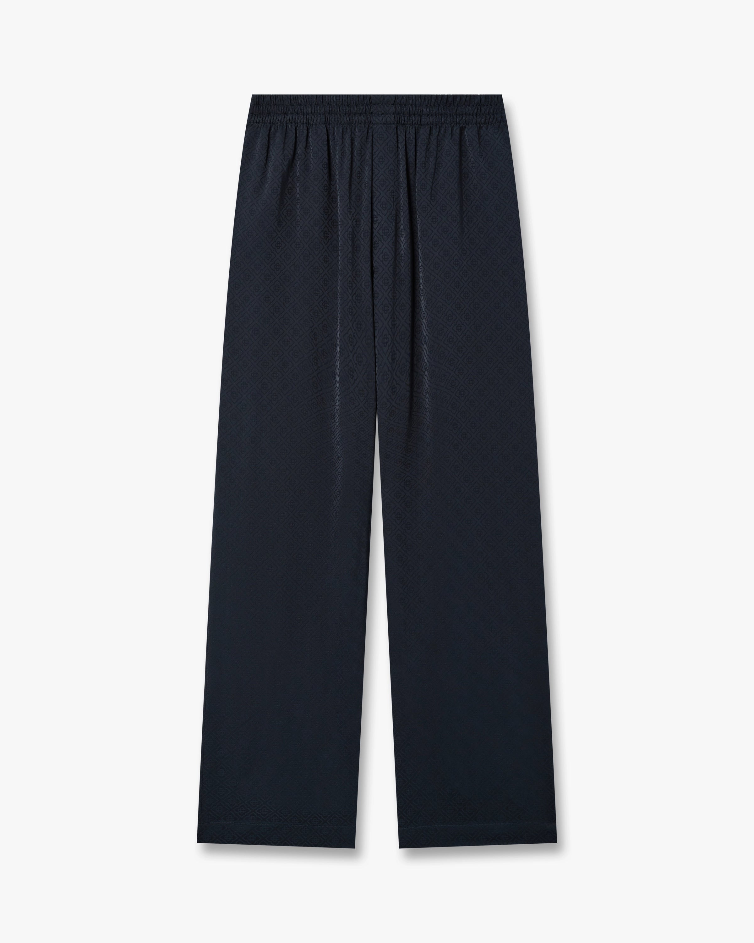Dark Navy Monogram Silk Trousers