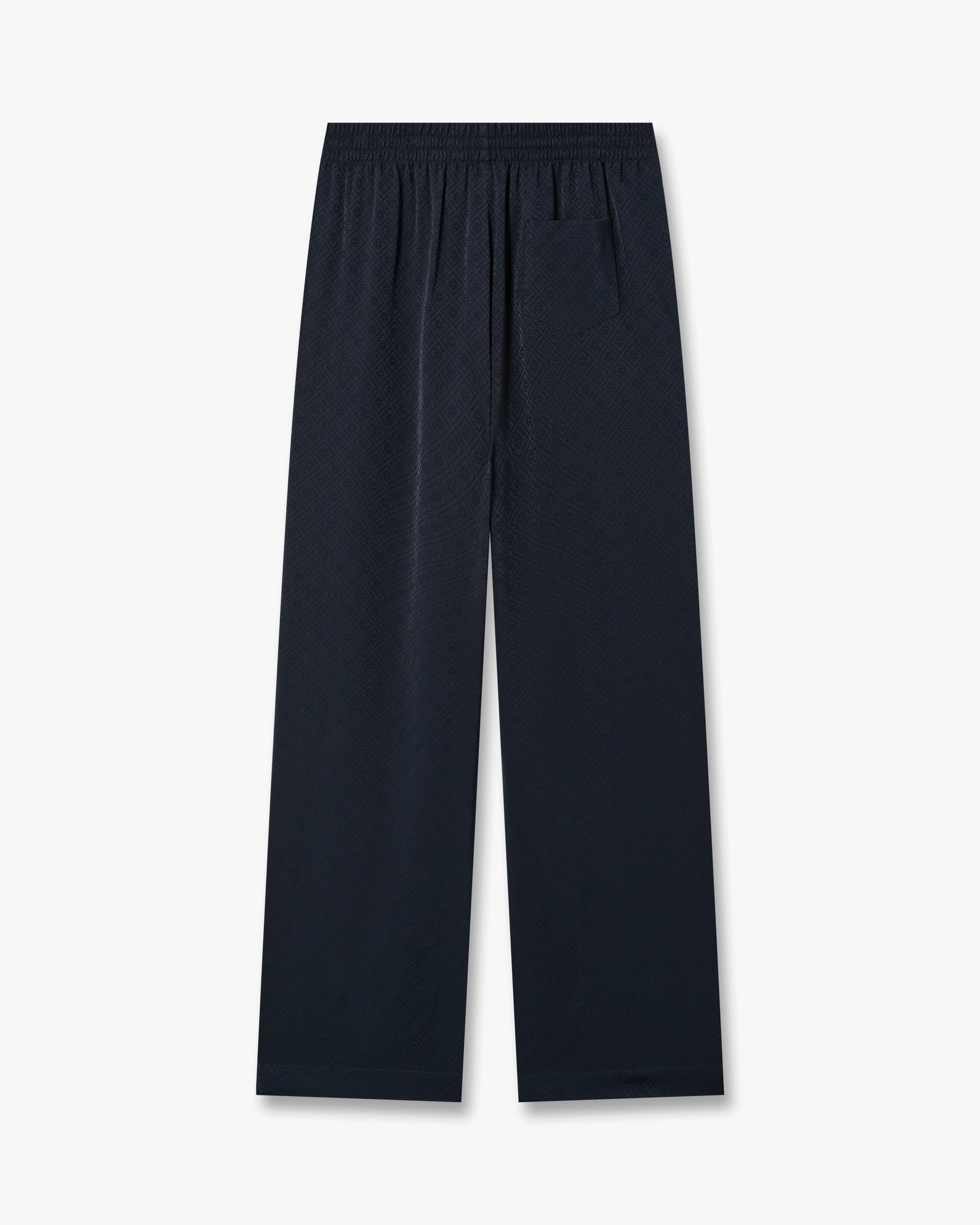 Dark Navy Monogram Silk Trousers