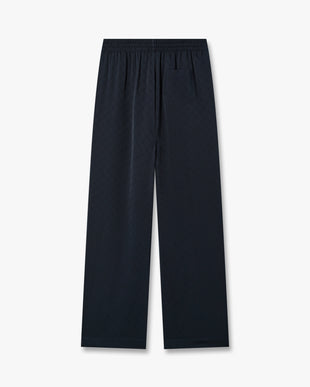 Dark Navy Monogram Silk Trousers