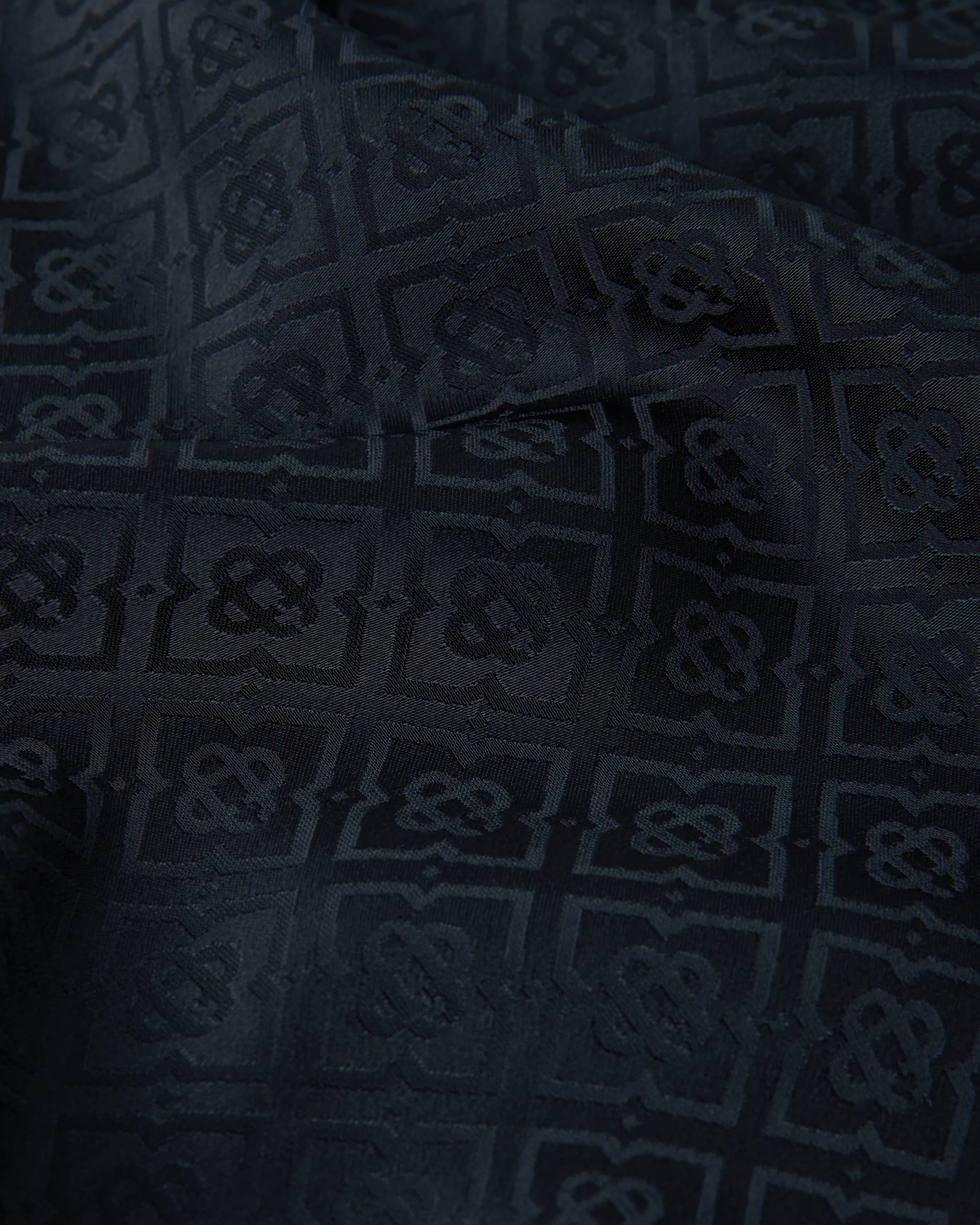 Dark Navy Monogram Silk Trousers