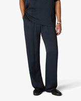 Dark Navy Monogram Silk Trousers