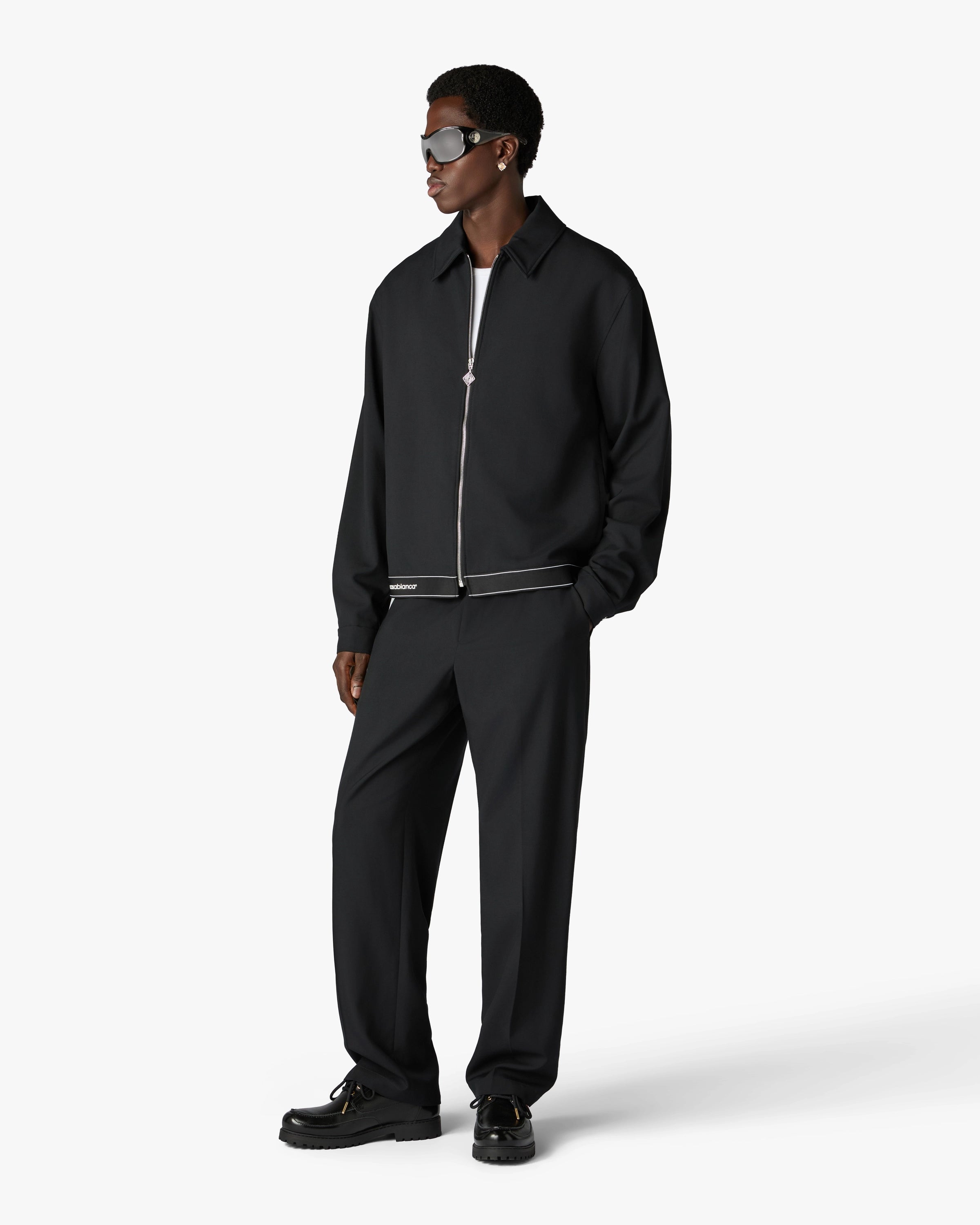 Black Wool Sports Trousers