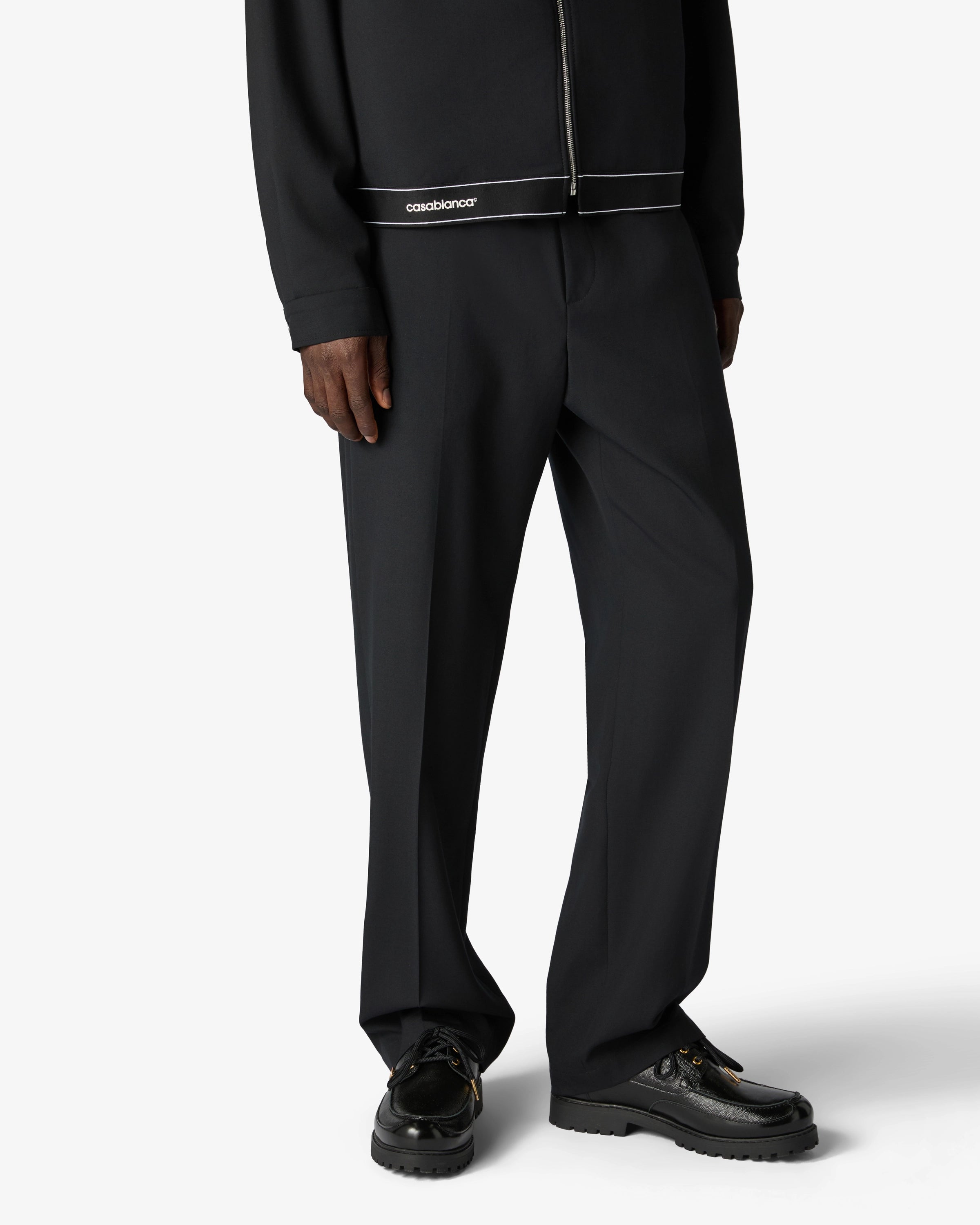 Black Wool Sports Trousers