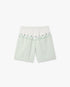 Green Floral Stripe Sporty Linen Shorts
