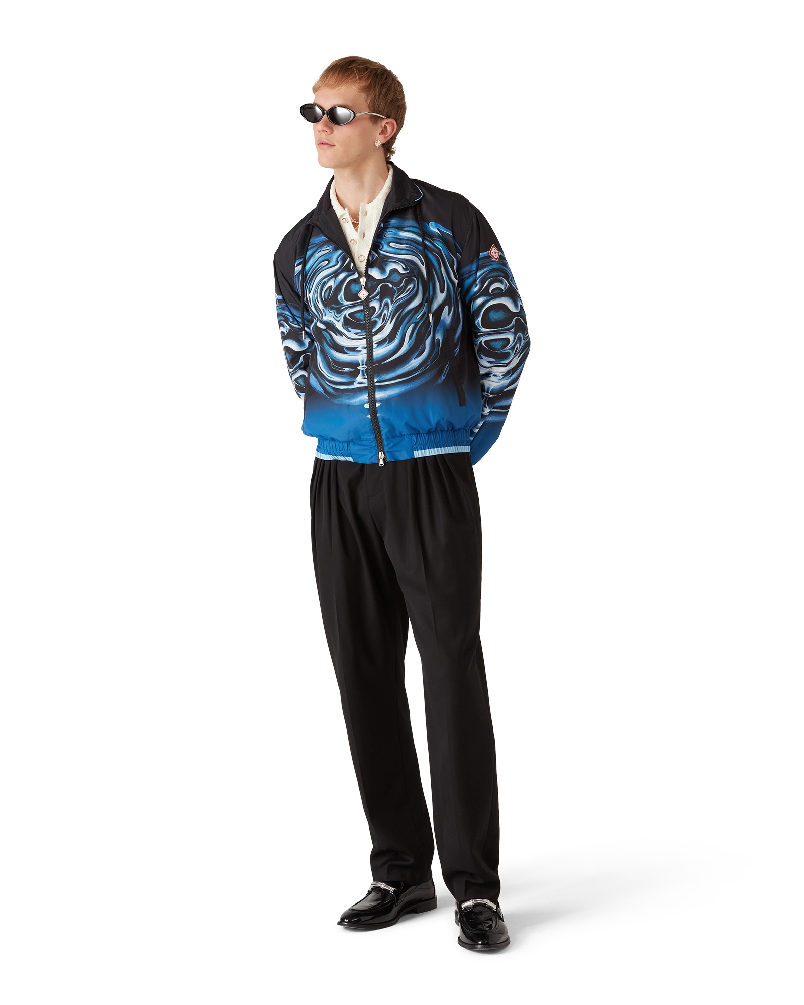 Warped Logo Ripple Windbreaker Jacket