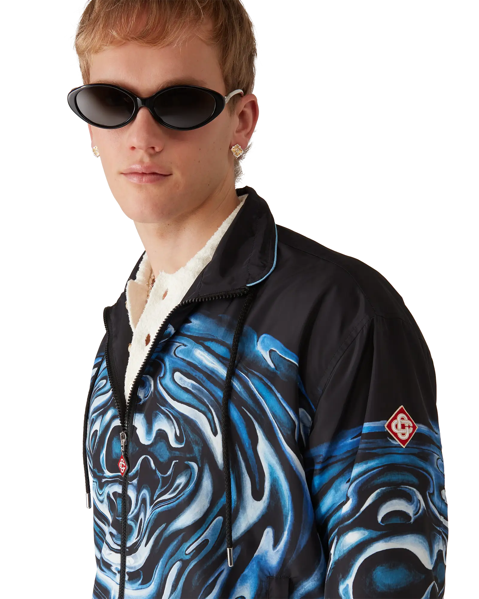 Warped Logo Ripple Windbreaker Jacket