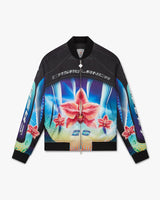 Orchid Racer Printed Silk Bomber Jacket