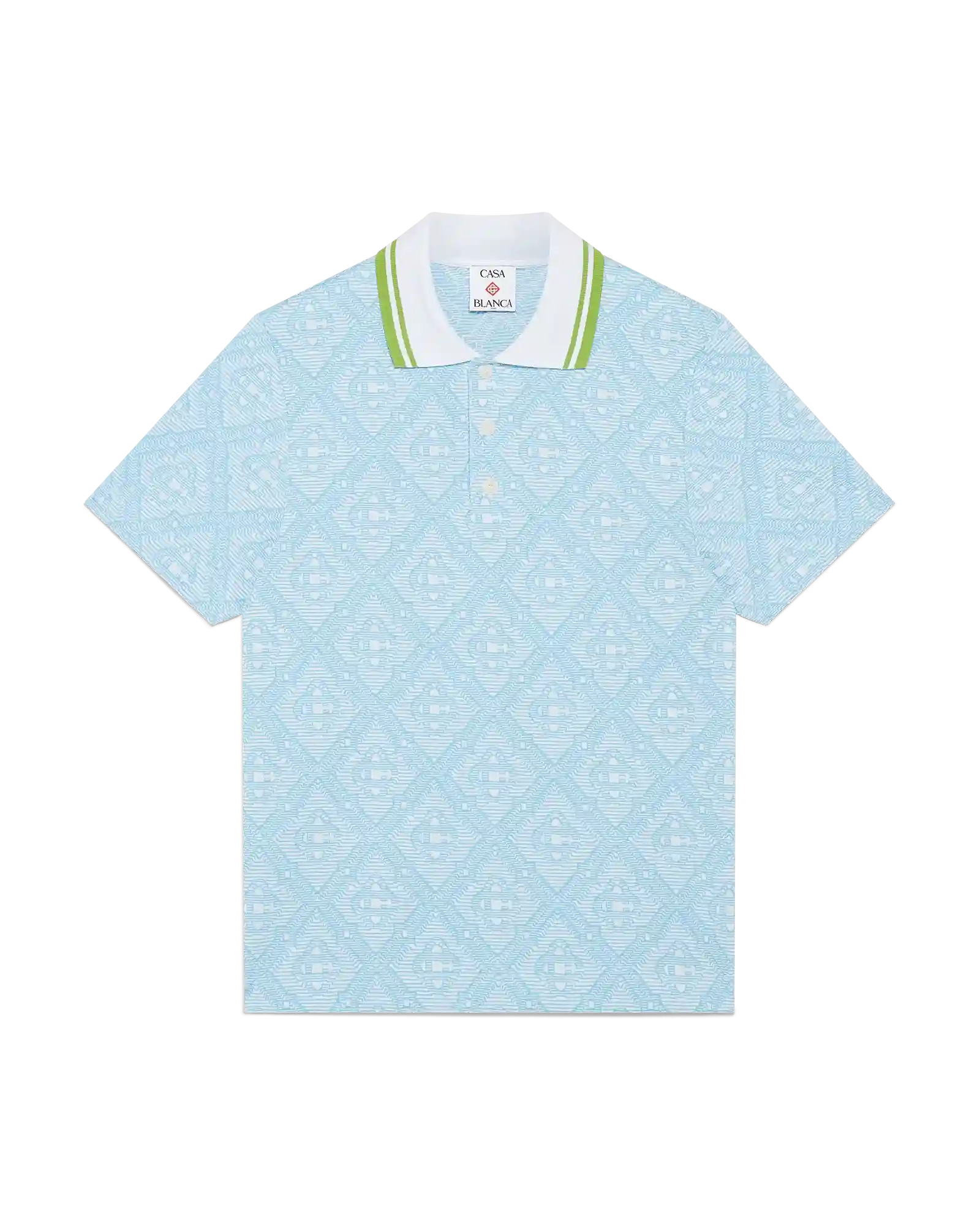 Pale Blue Jacquard Short Sleeve Jacquard Polo Shirt