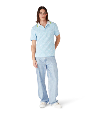 Pale Blue Jacquard Short Sleeve Jacquard Polo Shirt