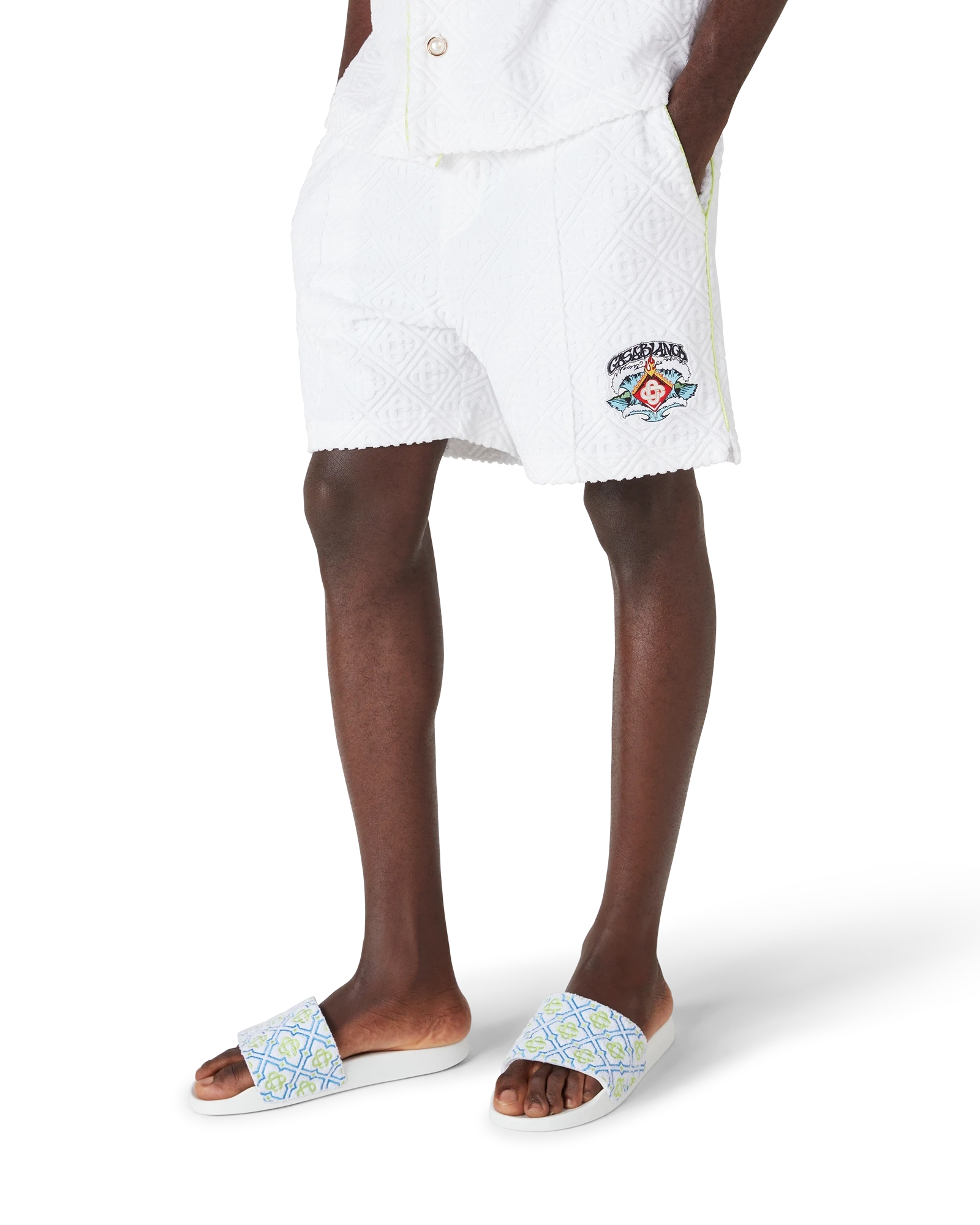 White Towelling Shorts