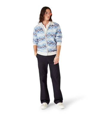 Space Dye Monogram Long Sleeve Merino Cardigan