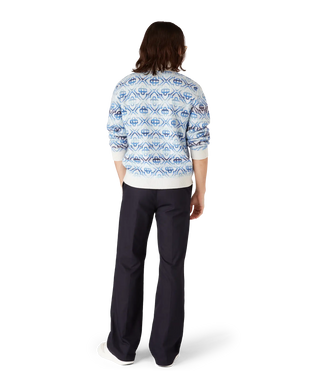 Space Dye Monogram Long Sleeve Merino Cardigan