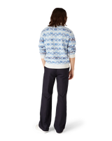 Space Dye Monogram Long Sleeve Merino Cardigan