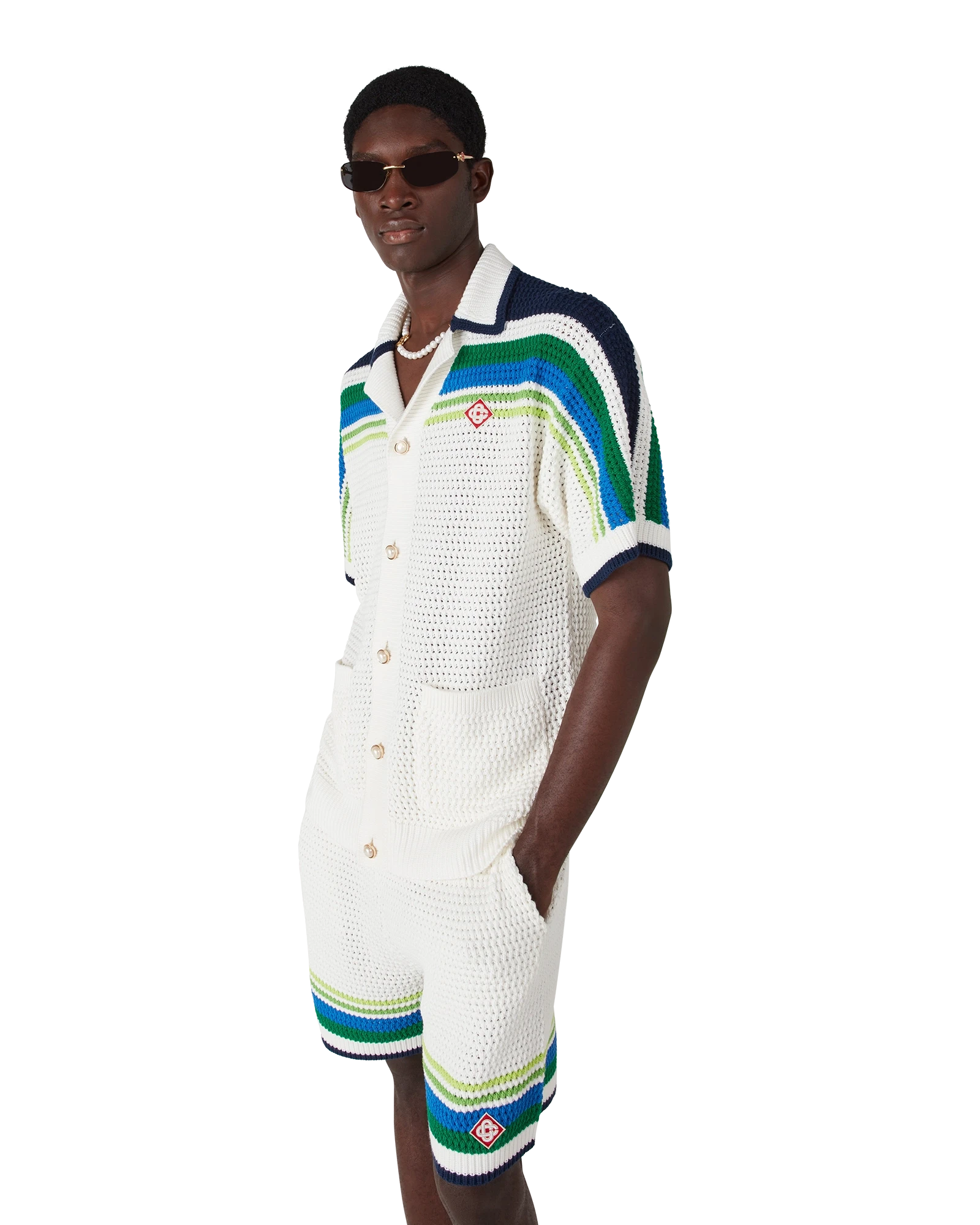 Stripe Short Sleeve Knitted Shirt