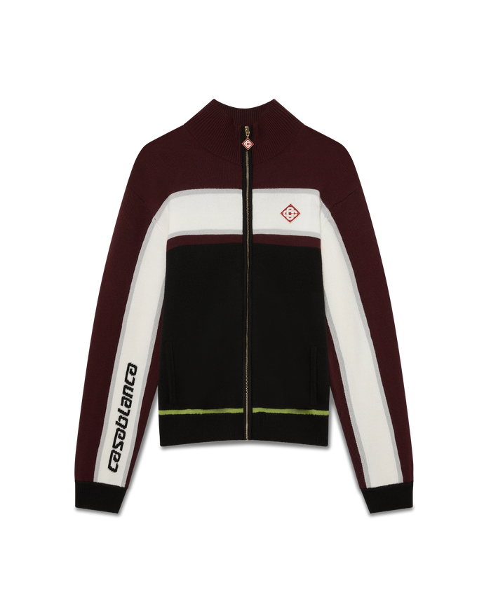 Veste de survêtement en maille mérinos à rayures