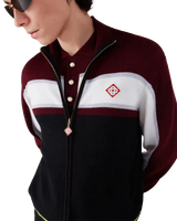 Veste de survêtement en maille mérinos à rayures