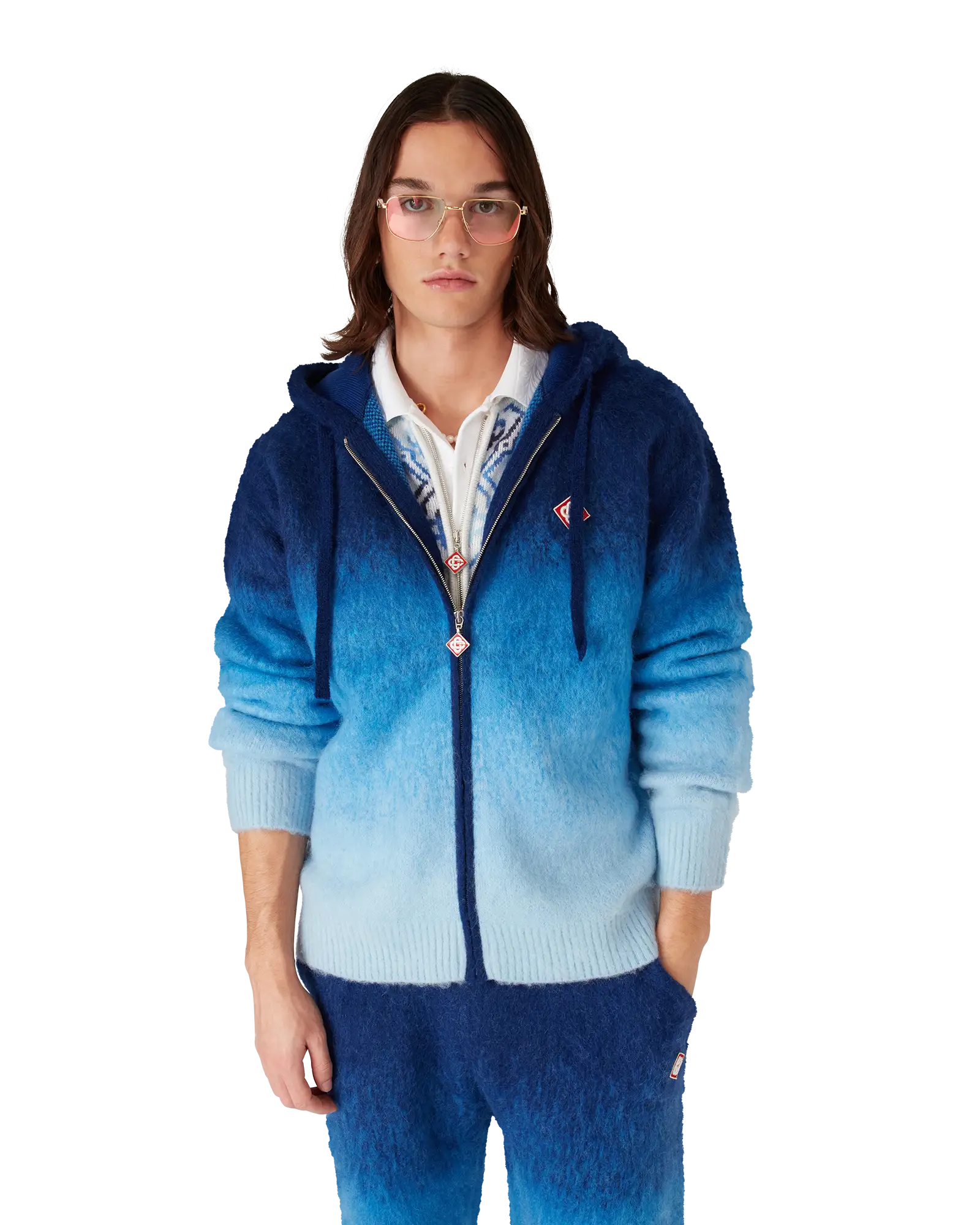 Gradient Mohair Hooded Sweatshirt