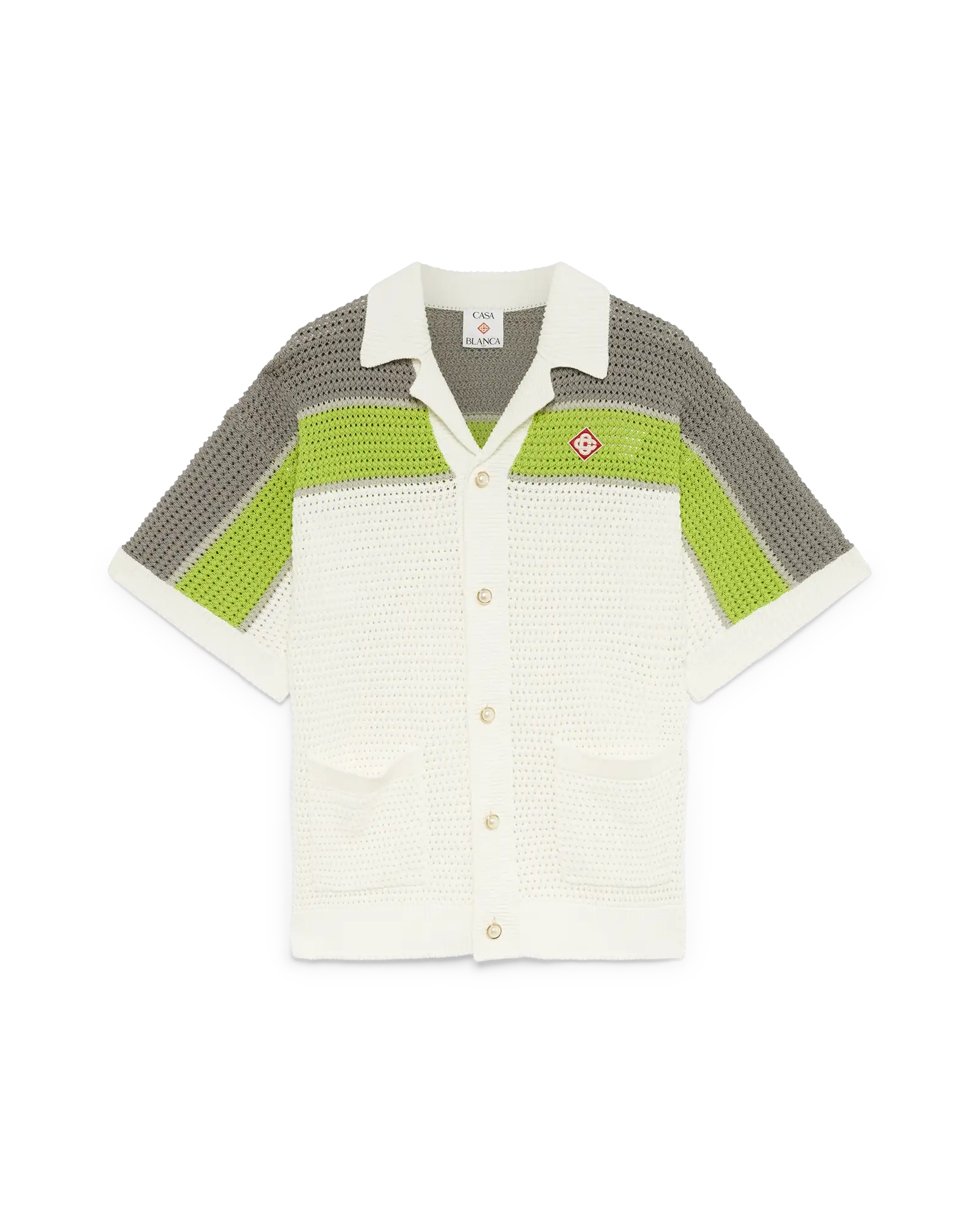 Stripe Crochet Short Sleeve Shirt