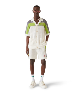 Stripe Crochet Short Sleeve Shirt