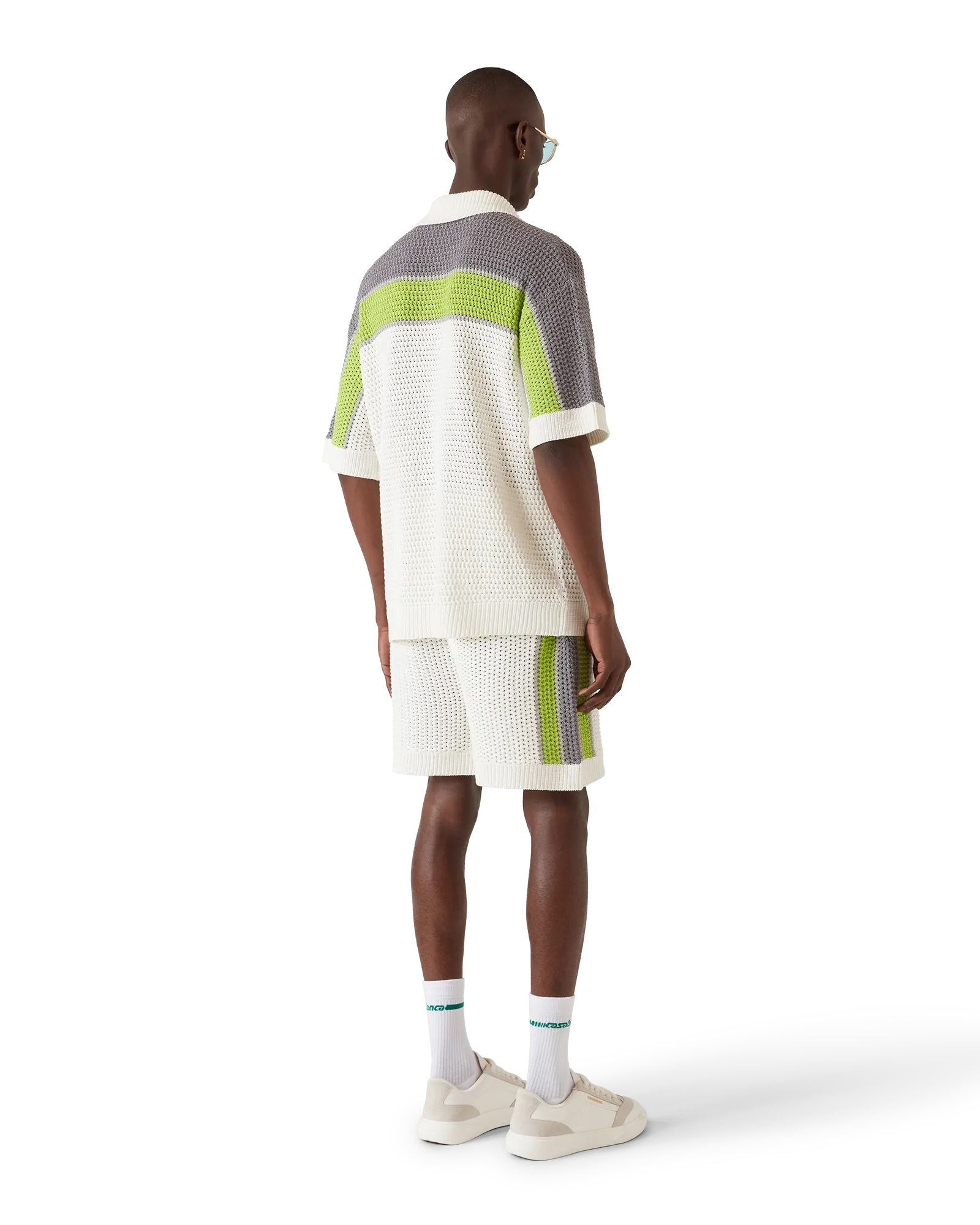 Stripe Crochet Short Sleeve Shirt