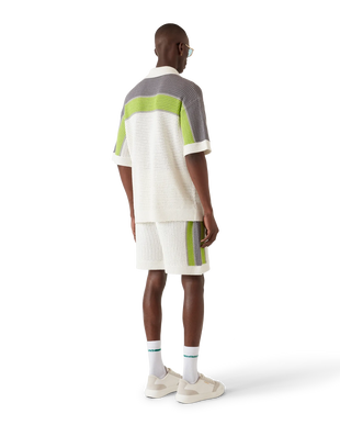 Stripe Crochet Short Sleeve Shirt