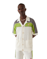 Stripe Crochet Short Sleeve Shirt