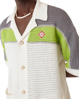 Stripe Crochet Short Sleeve Shirt