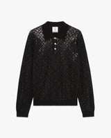 Hotfix Monogram Merino Long Sleeve Polo Shirt