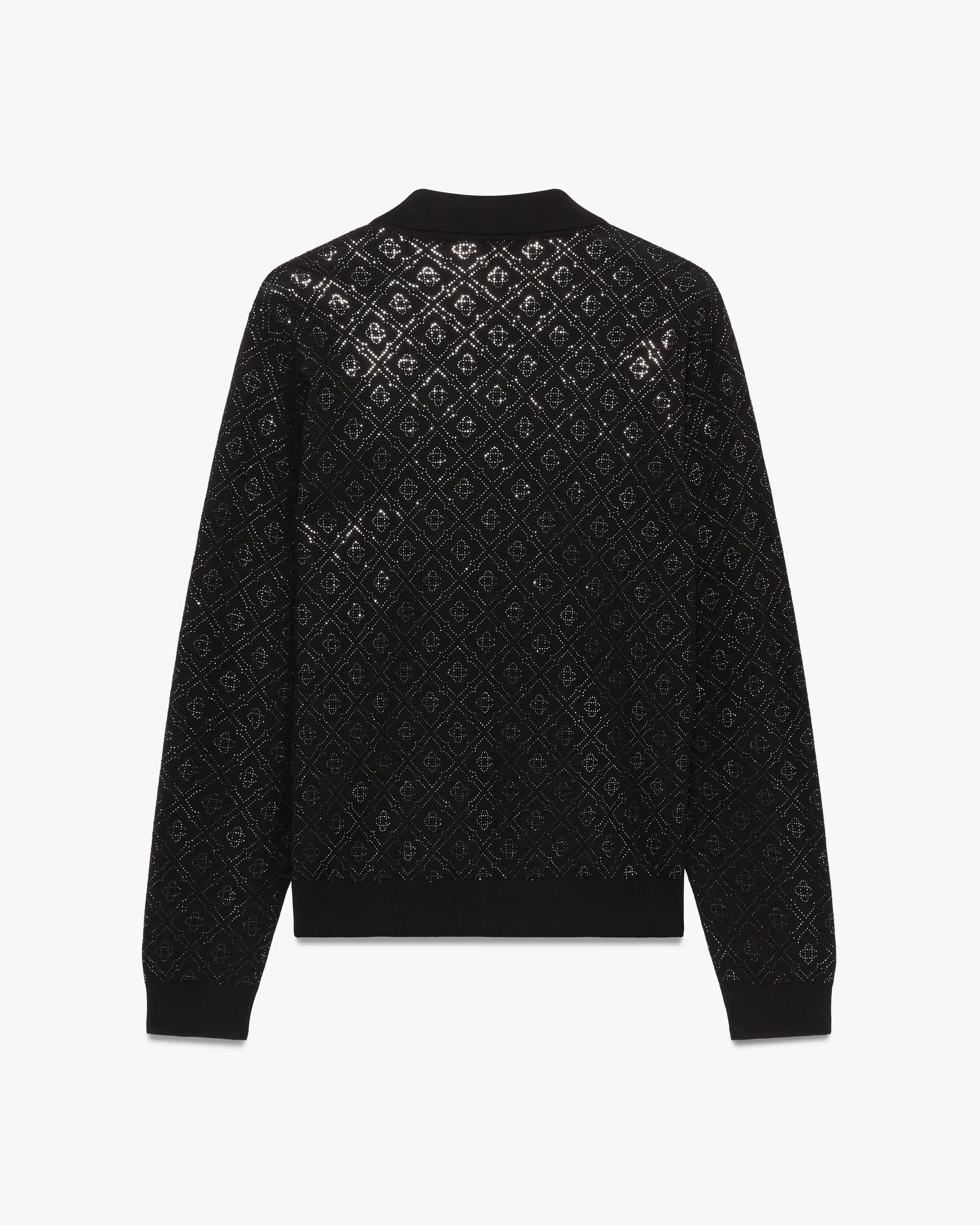 Hotfix Monogram Merino Long Sleeve Polo Shirt