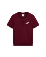 Burgundy Jacquard Short Sleeve Polo Shirt