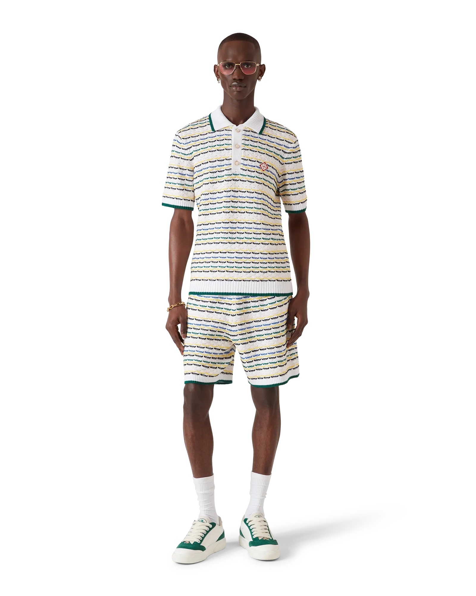Tuck Stitch Short Sleeve Polo Shirt