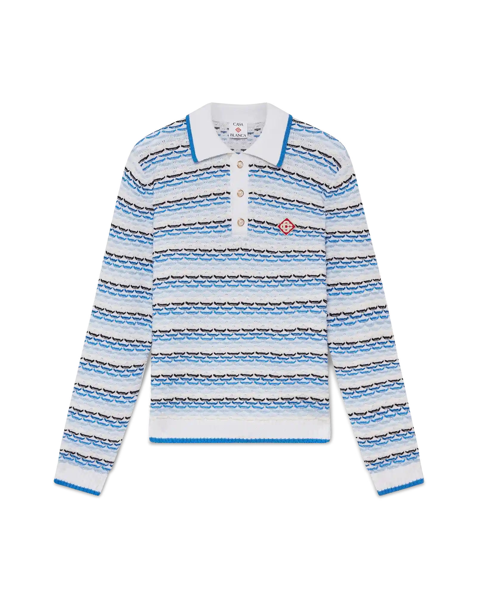 Tuck Stitch Long Sleeve Polo Shirt
