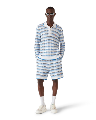 Tuck Stitch Long Sleeve Polo Shirt