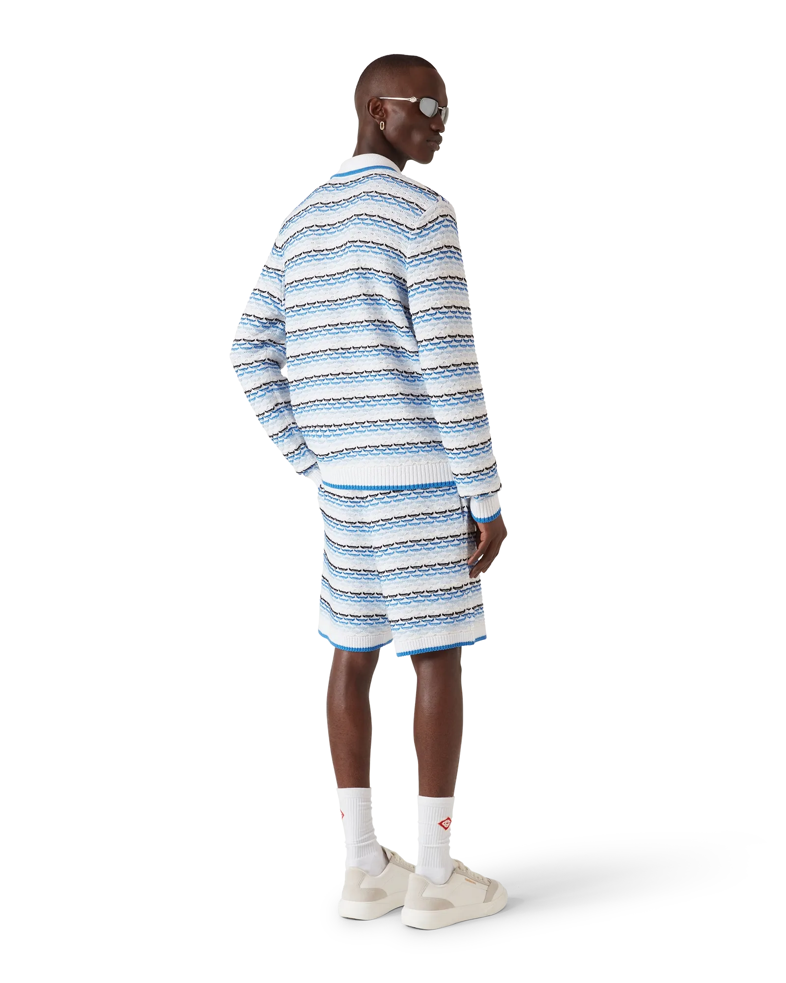 Tuck Stitch Long Sleeve Polo Shirt