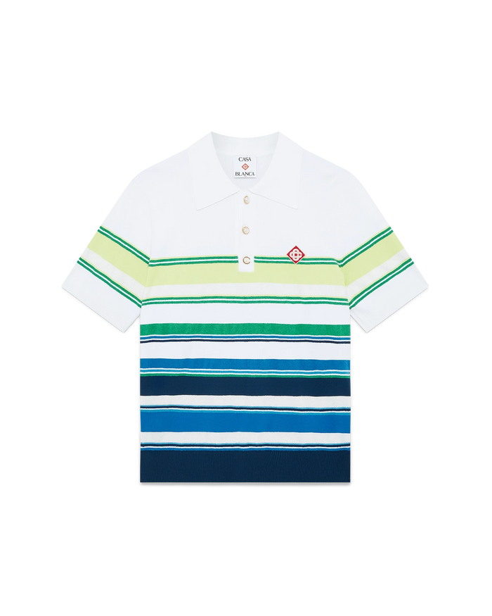 Gradient Stripe Short Sleeve Polo Shirt