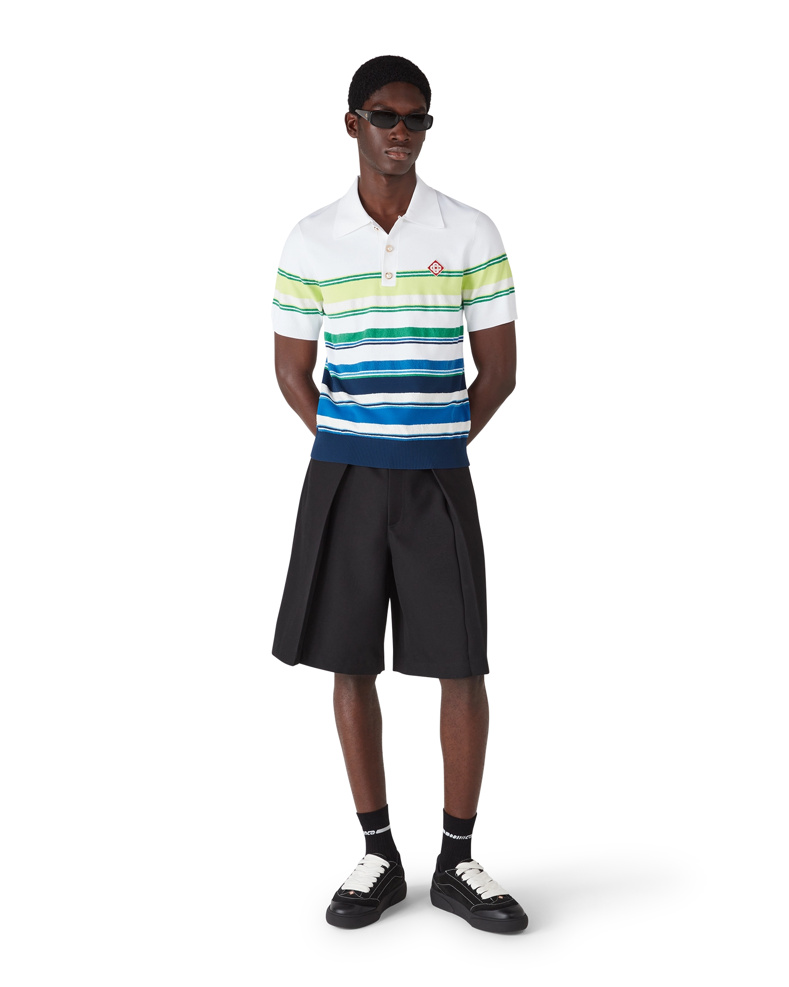 Gradient Stripe Short Sleeve Polo Shirt