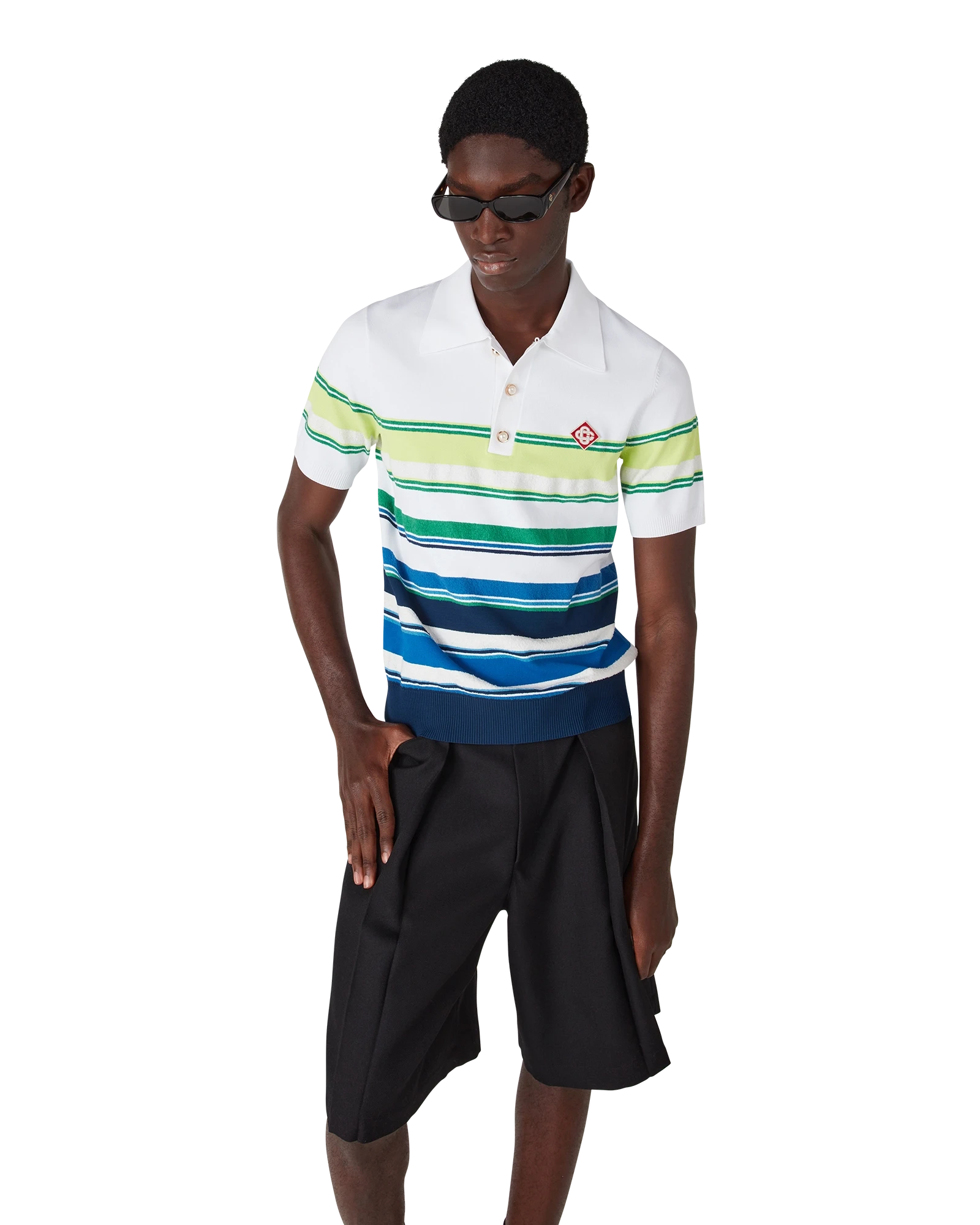 Gradient Stripe Short Sleeve Polo Shirt