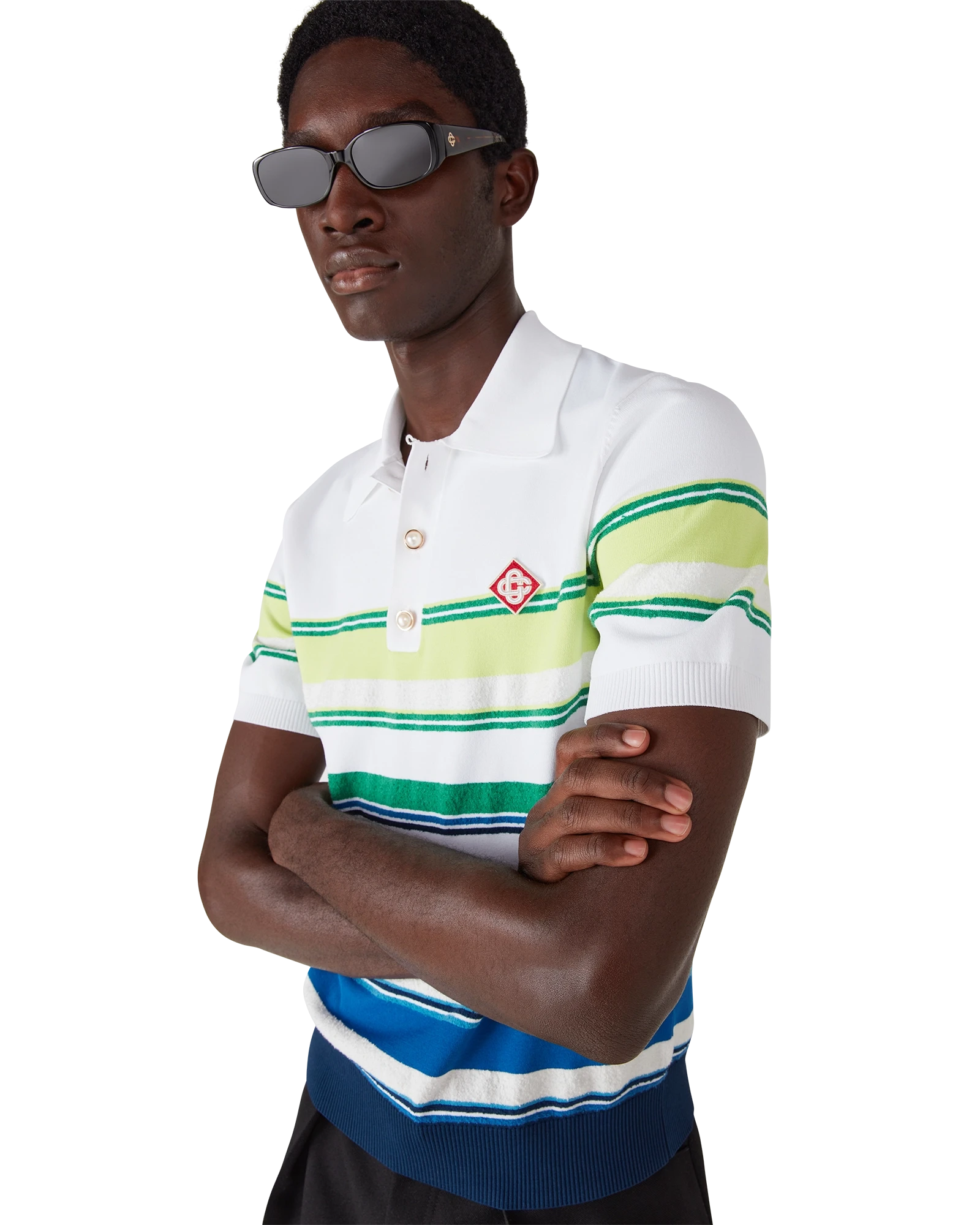 Gradient Stripe Short Sleeve Polo Shirt