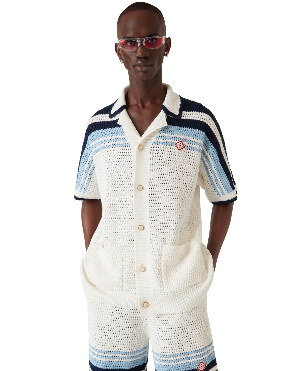 【cotton2 】 Tennis Cotton Crochet Short Sleeve Shirt – Casablanca
