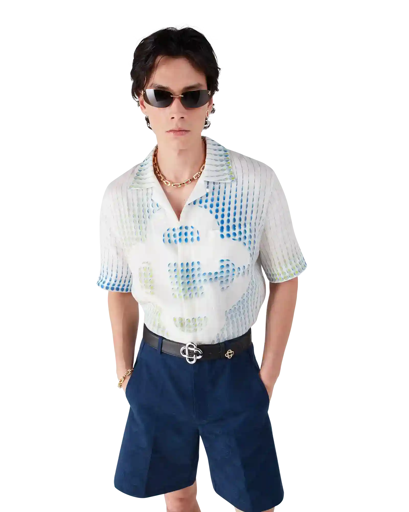 Dots Short Sleeve Linen Shirt