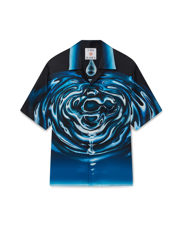 Warped Logo Repeat Silk Short Sleeve Shirt