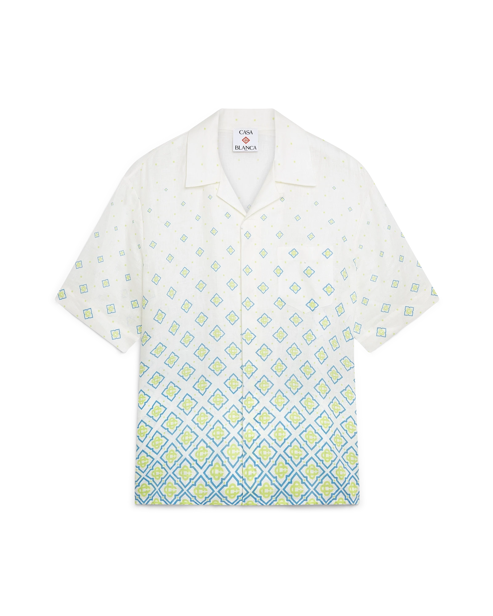 Degrade Monogram Short Sleeve Linen Shirt