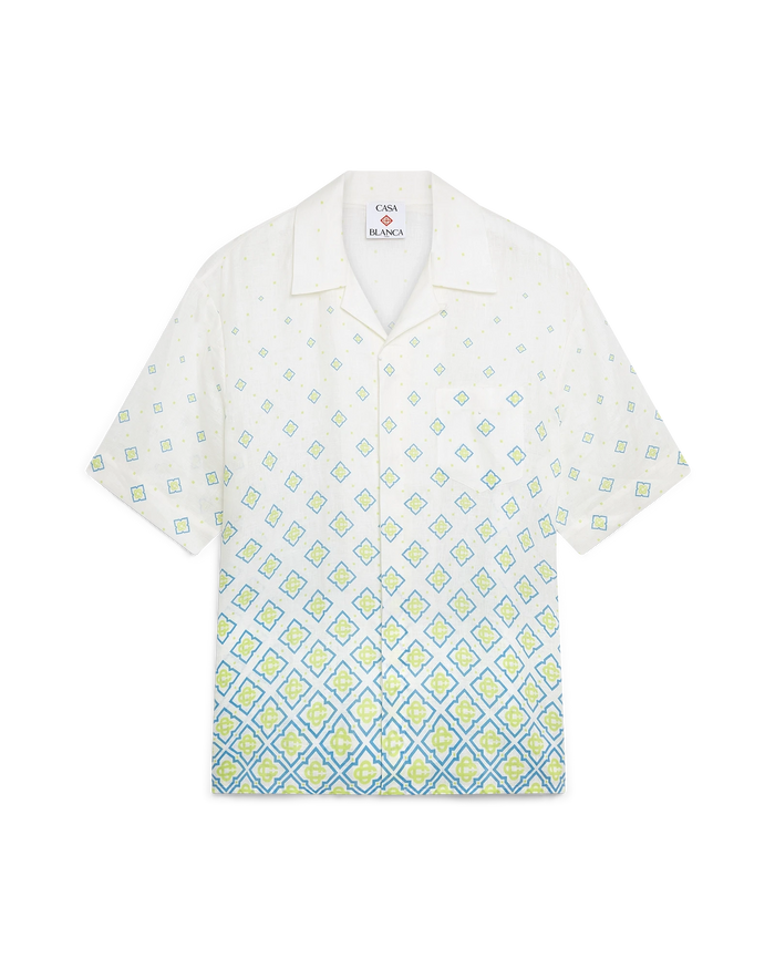 Degrade Monogram Short Sleeve Linen Shirt