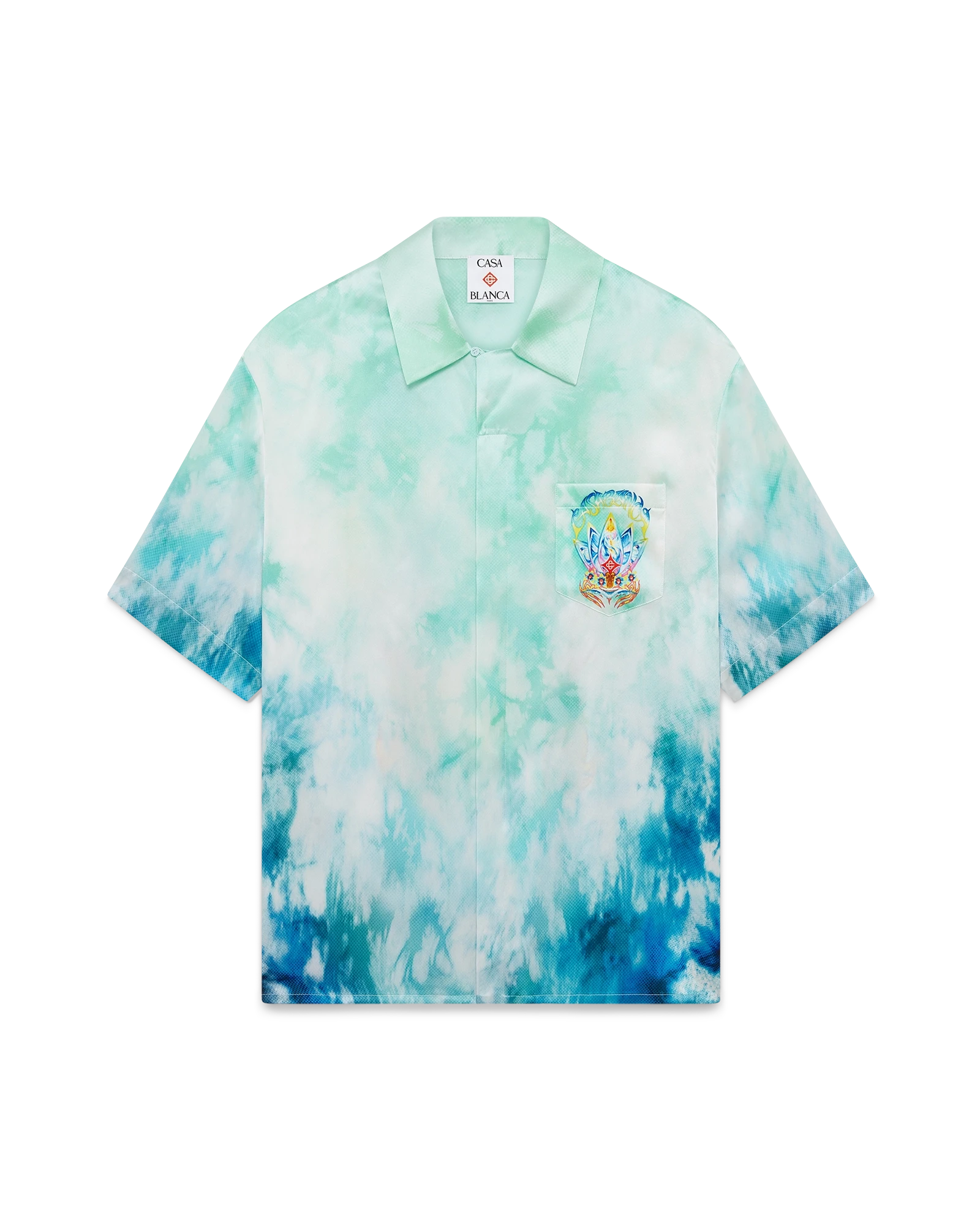 Surf Lotus Short Sleeve Silk Shirt